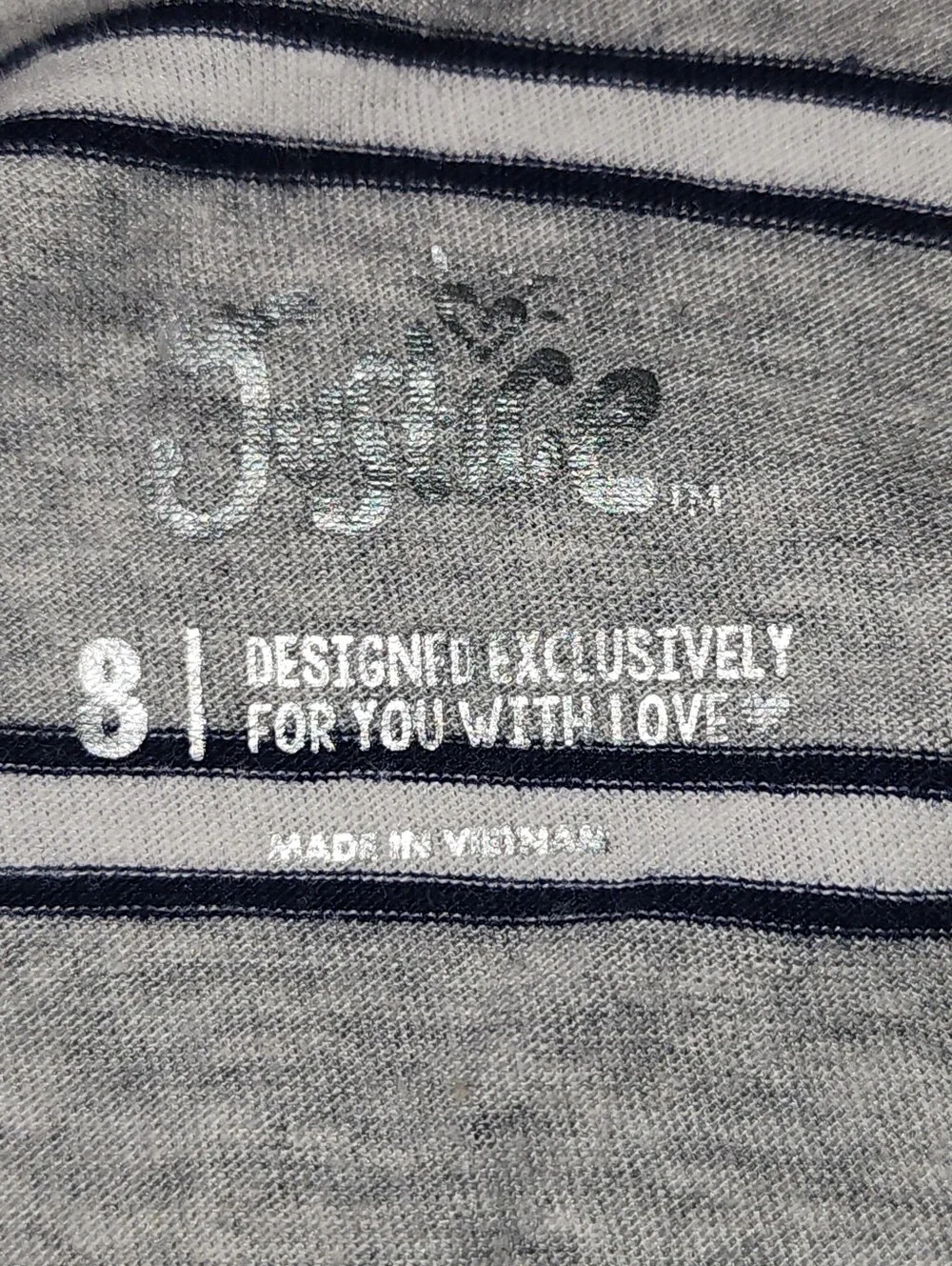 Justice Girls Grey Striped Henley Long Sleeve Shirt Size 8